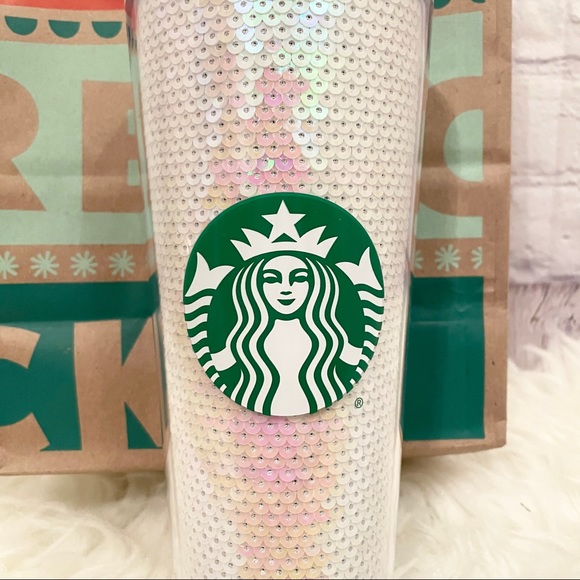 Starbucks Dining Nwt Starbucks Holiday 220 White Sequin Tumbler